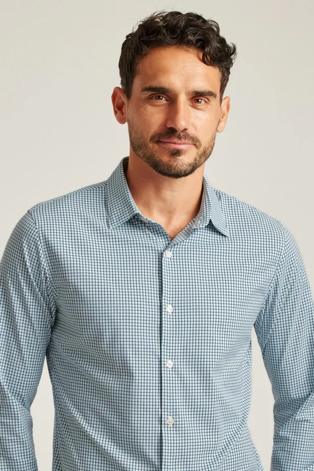 Men Tech Button Down Shirt Blue Hughes Check Bonobos Casual Shirts