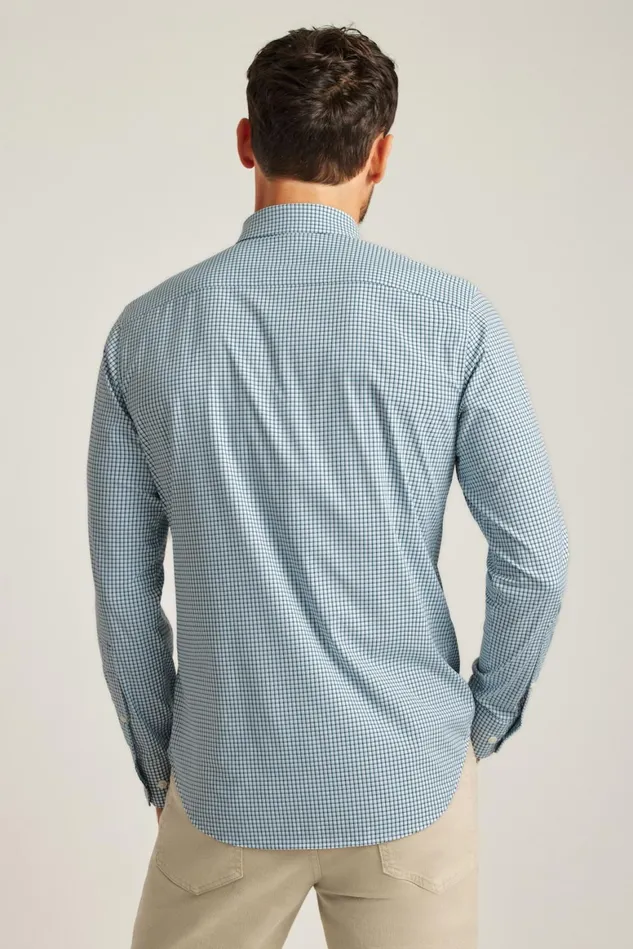 Men Tech Button Down Shirt Blue Hughes Check Bonobos Casual Shirts