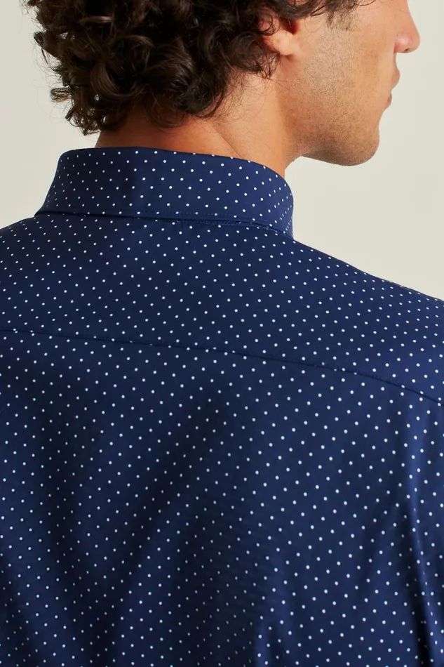 Men Tech Button Down Shirt Deep Blue Bay Dot Bonobos Casual Shirts