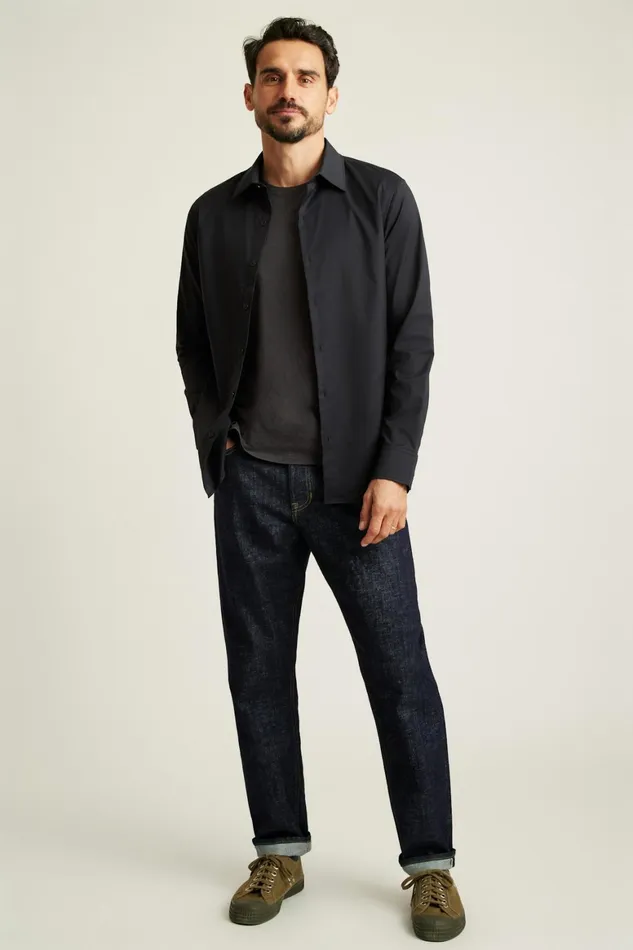 Men Tech Button Down Shirt Jet Black Bonobos Casual Shirts