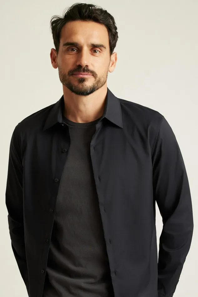 Men Tech Button Down Shirt Jet Black Bonobos Casual Shirts