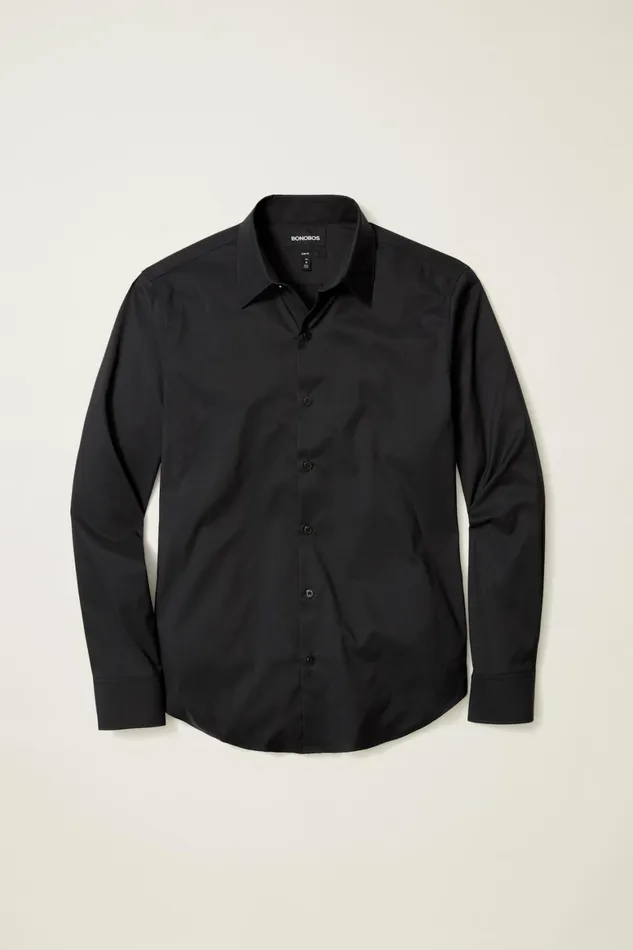 Men Tech Button Down Shirt Jet Black Bonobos Casual Shirts