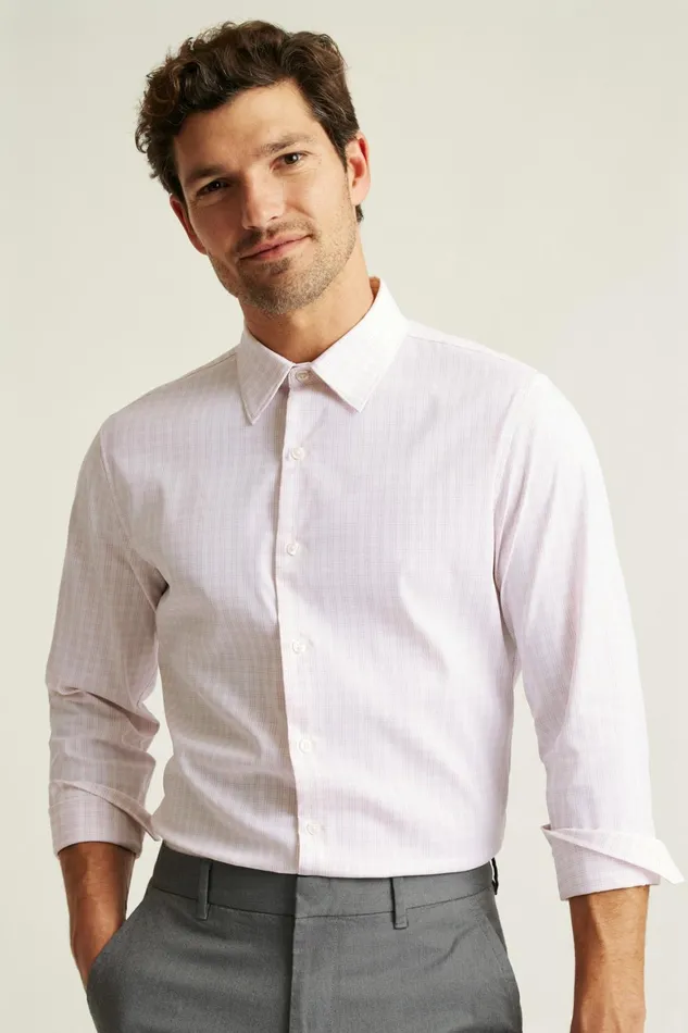 Men Tech Button Down Shirt Pink Bayard Plaid Bonobos Casual Shirts