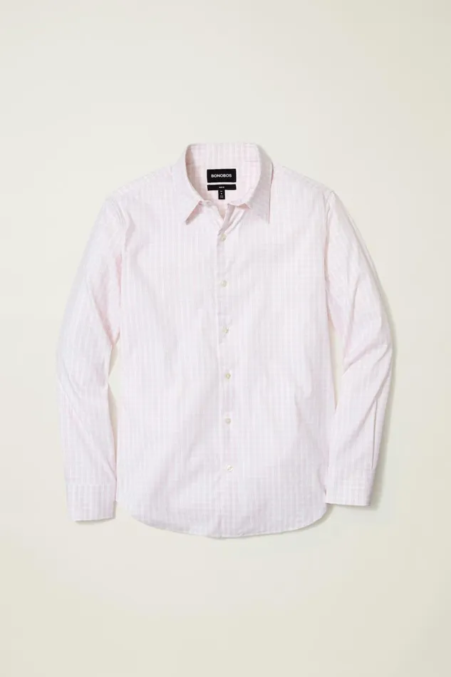 Men Tech Button Down Shirt Pink Bayard Plaid Bonobos Casual Shirts