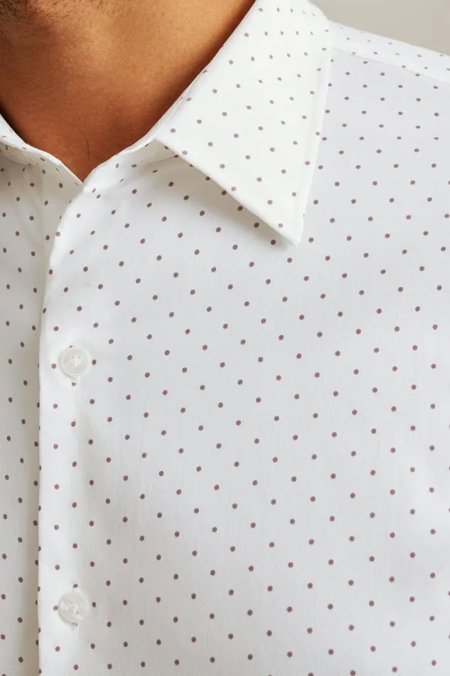 Men Tech Button Down Shirt White Orchid Dot Bonobos Casual Shirts