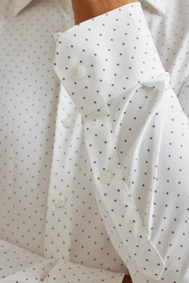 Men Tech Button Down Shirt White Orchid Dot Bonobos Casual Shirts