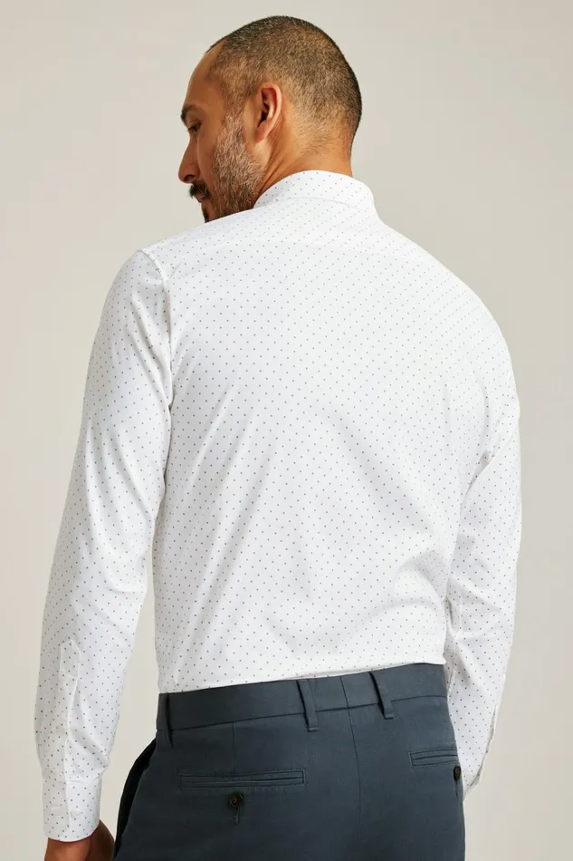 Men Tech Button Down Shirt White Orchid Dot Bonobos Casual Shirts