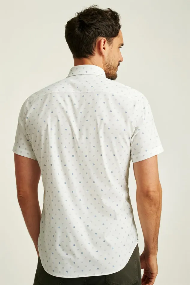 Men Tech Short Sleeve Shirt Blue Lilac Daisy Stamp Bonobos Short Sleeve Shirts