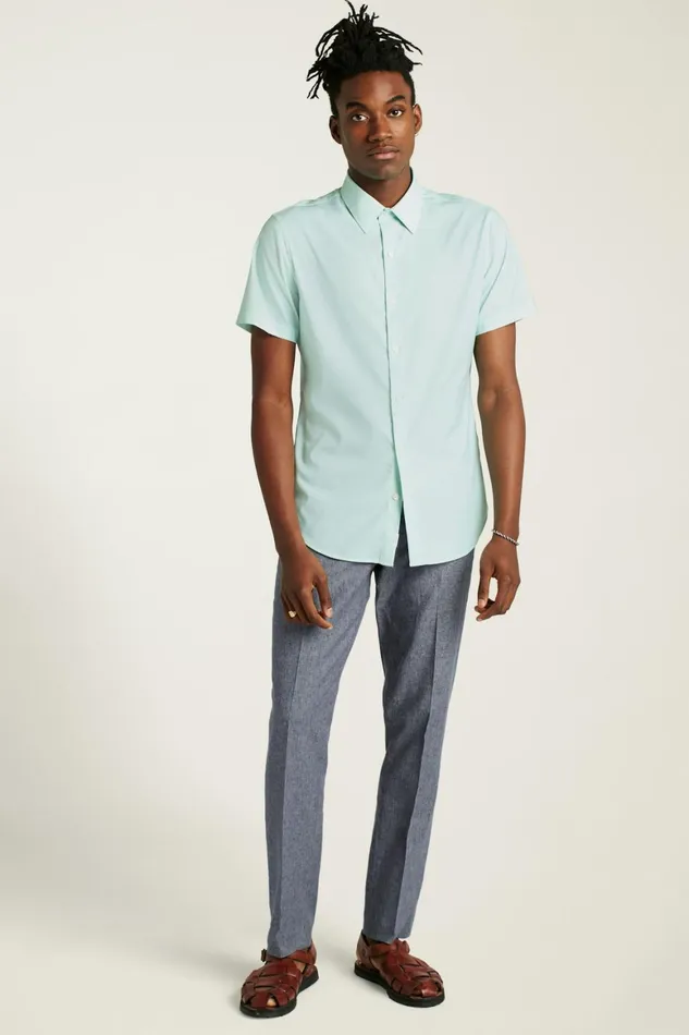 Men Tech Short Sleeve Shirt Pale Green Micro Geo Bonobos Short Sleeve Shirts
