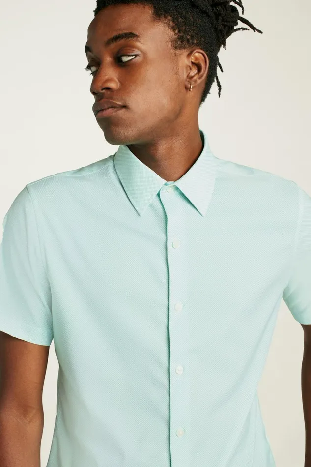 Men Tech Short Sleeve Shirt Pale Green Micro Geo Bonobos Short Sleeve Shirts