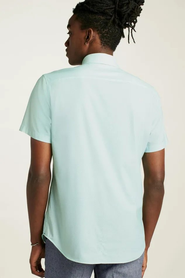 Men Tech Short Sleeve Shirt Pale Green Micro Geo Bonobos Short Sleeve Shirts