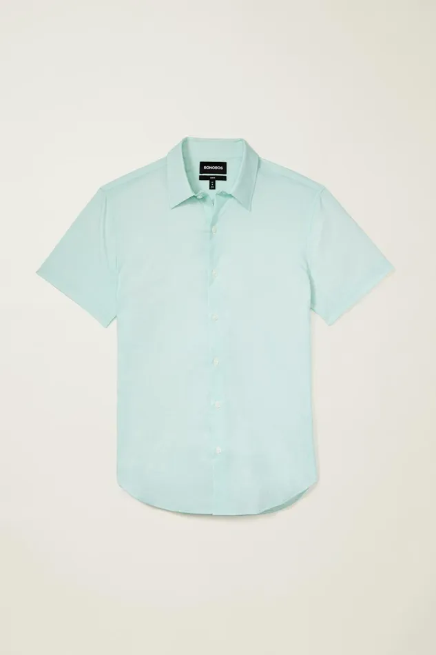 Men Tech Short Sleeve Shirt Pale Green Micro Geo Bonobos Short Sleeve Shirts