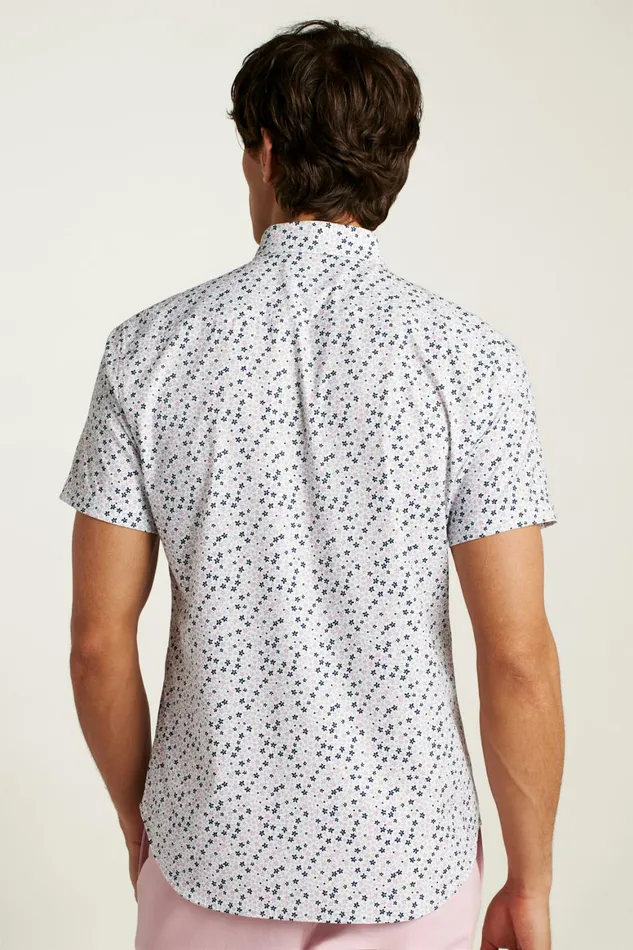 Men Tech Short Sleeve Shirt Purple Punch Peyton Floral Bonobos Short Sleeve Shirts