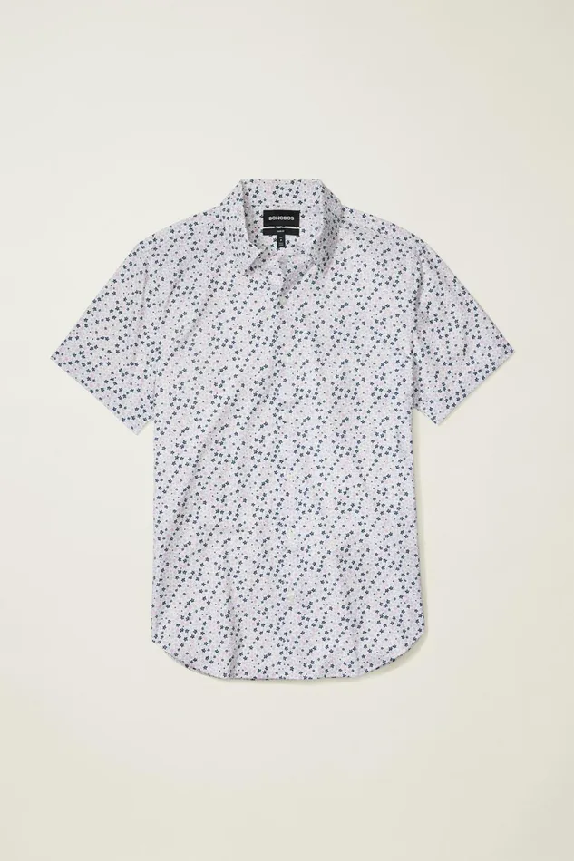Men Tech Short Sleeve Shirt Purple Punch Peyton Floral Bonobos Short Sleeve Shirts