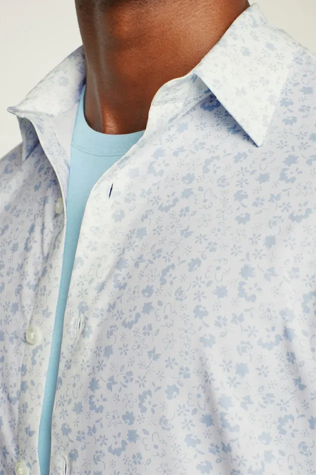 Men Tech Short Sleeve Shirt White Weekend Floral Bonobos Short Sleeve Shirts