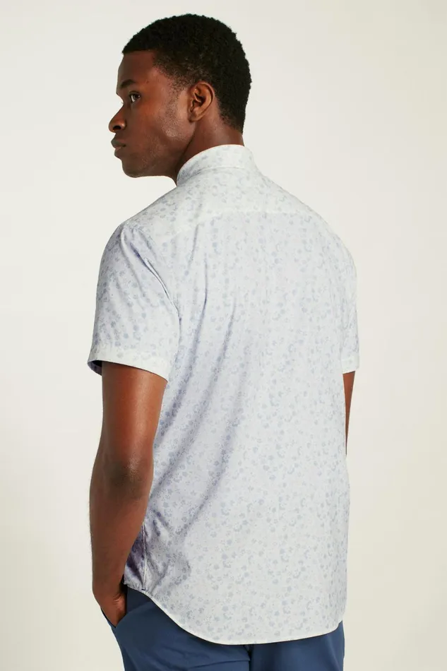 Men Tech Short Sleeve Shirt White Weekend Floral Bonobos Short Sleeve Shirts