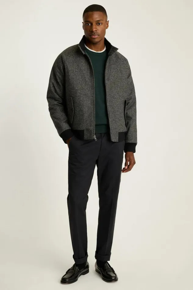 Men The Italian Wool Harrington Jacket Gray Bonobos Jackets and Coats