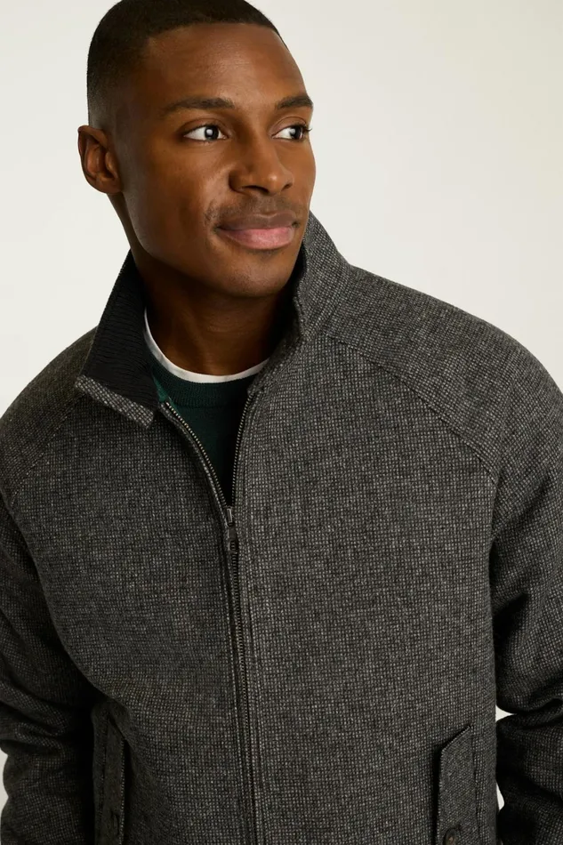 Men The Italian Wool Harrington Jacket Gray Bonobos Jackets and Coats