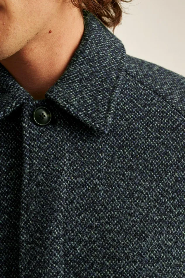 Men The Italian Wool Overcoat Navy Donegal Bonobos Jackets and Coats
