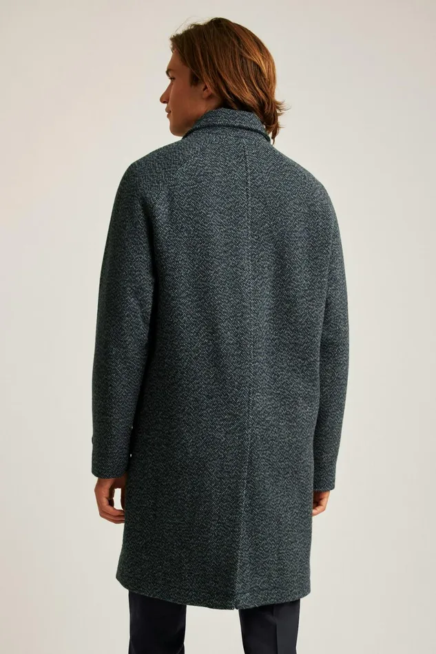 Men The Italian Wool Overcoat Navy Donegal Bonobos Jackets and Coats