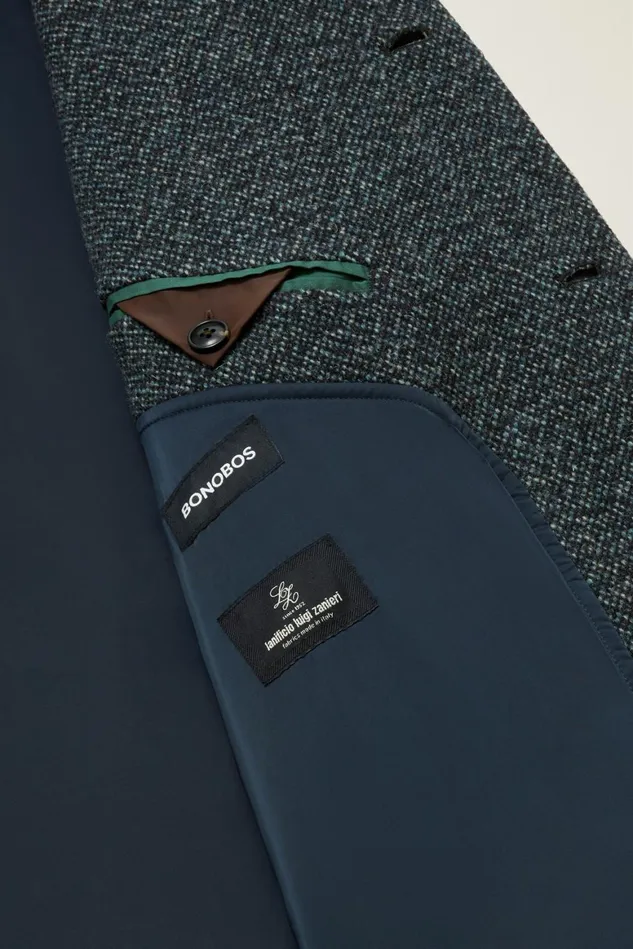 Men The Italian Wool Overcoat Navy Donegal Bonobos Jackets and Coats