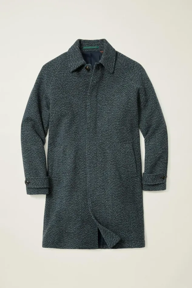 Men The Italian Wool Overcoat Navy Donegal Bonobos Jackets and Coats