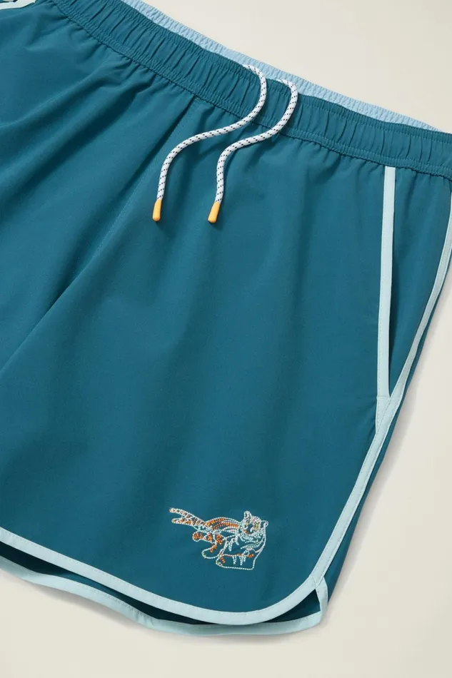 Men Throwback Swim Trunks Blue Electric Tiger Bonobos Swim Trunks