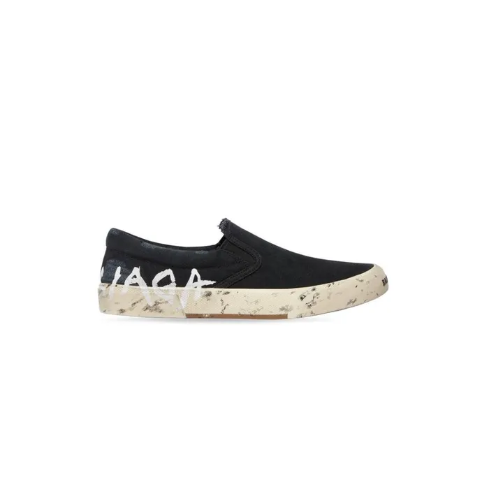 Men Trainers Balenciaga Paris Slip On Graffiti Trainers In Black