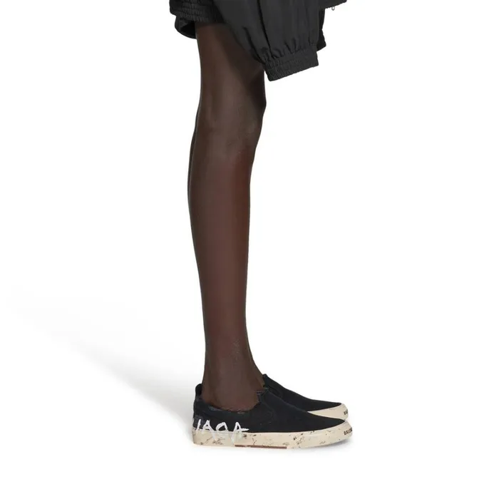 Men Trainers Balenciaga Paris Slip On Graffiti Trainers In Black