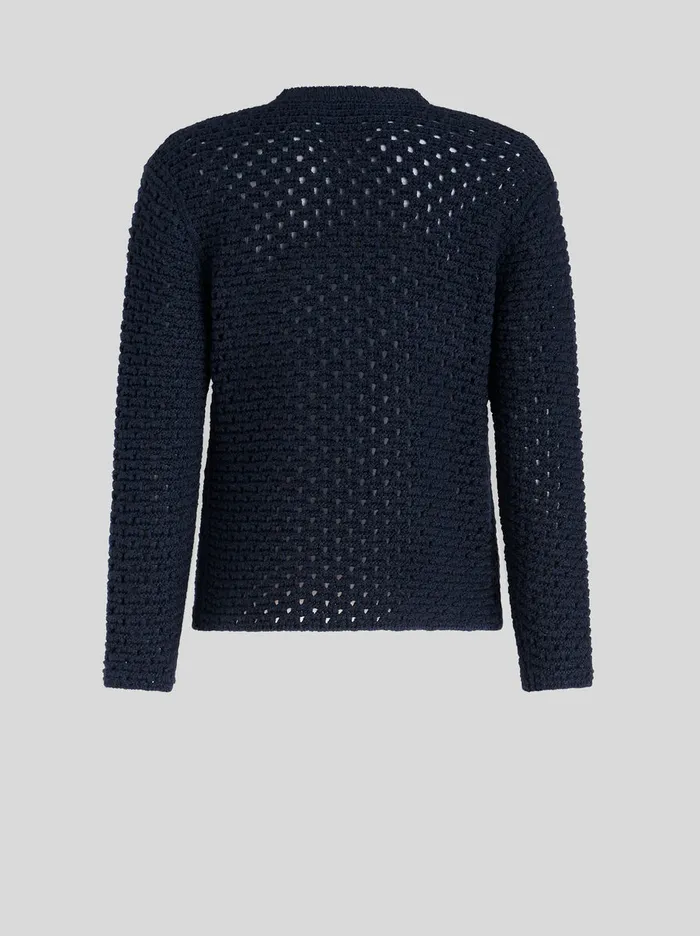 Men Tricot Round Neck Jumper With Flowers Etro Knitwear