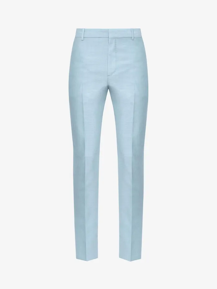 Men Trousers Alexander McQueen Tailored Cigarette Trousers Light Blue