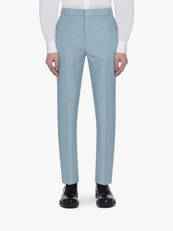 Men Trousers Alexander McQueen Tailored Cigarette Trousers Light Blue