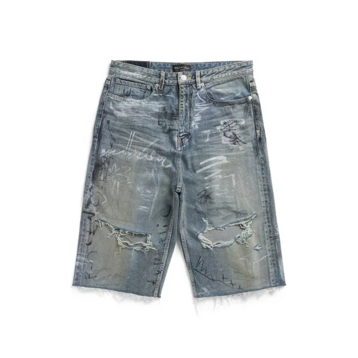 Men Trousers Balenciaga Graffiti Baggy Shorts In Light Blue