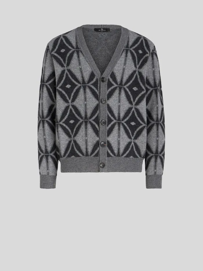 Men Virgin Wool Cardigan Etro Knitwear