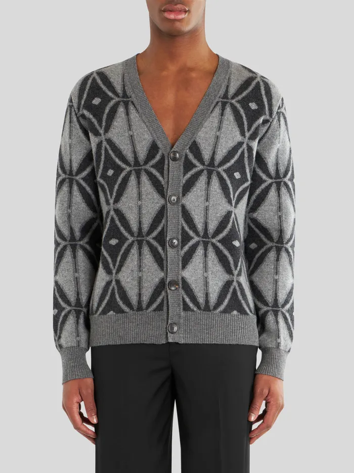 Men Virgin Wool Cardigan Etro Knitwear