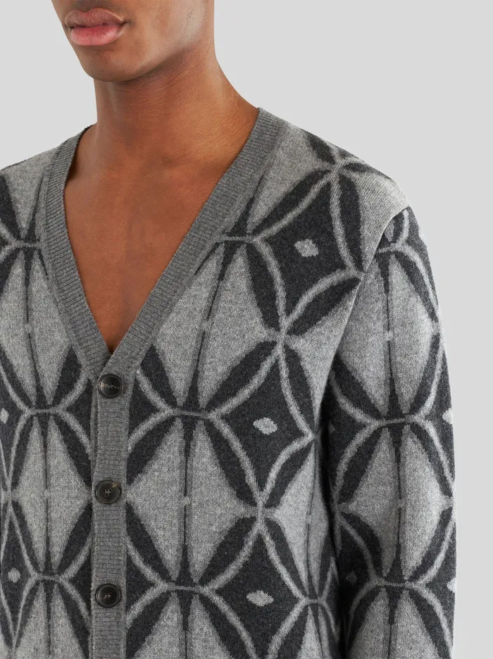 Men Virgin Wool Cardigan Etro Knitwear