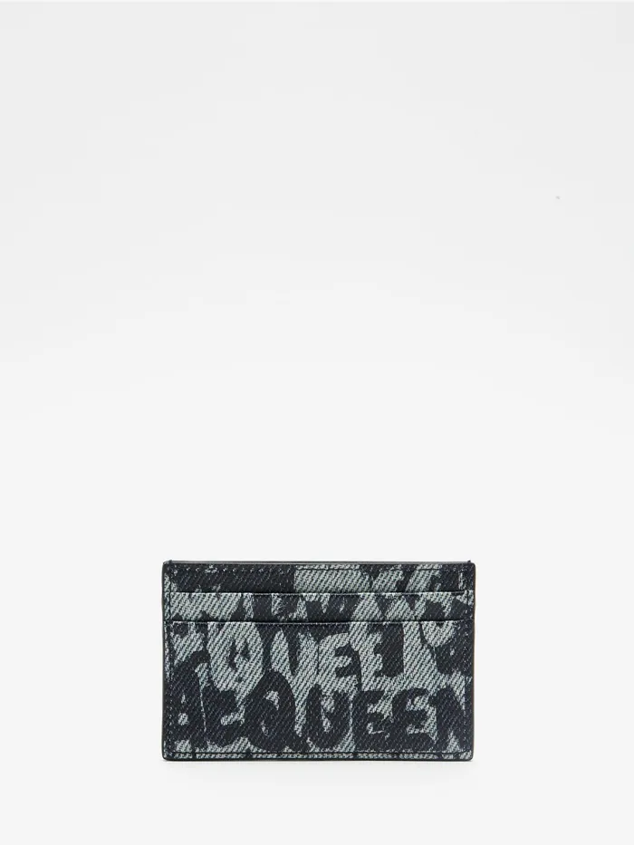 Men Wallets And Cardholders Alexander McQueen Mcqueen Graffiti Card Holder Blue