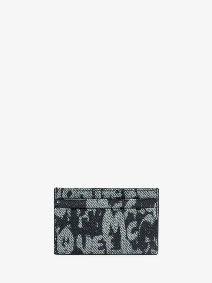 Men Wallets And Cardholders Alexander McQueen Mcqueen Graffiti Card Holder Blue