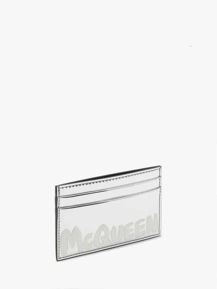 Men Wallets And Cardholders Alexander McQueen Mcqueen Graffiti Card Holder Silver