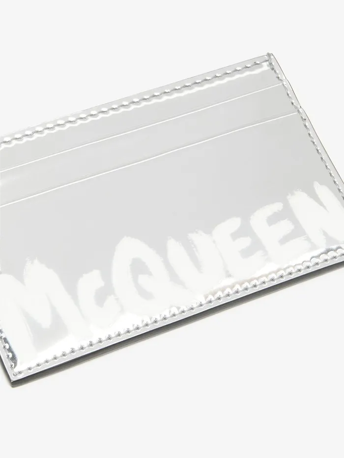 Men Wallets And Cardholders Alexander McQueen Mcqueen Graffiti Card Holder Silver
