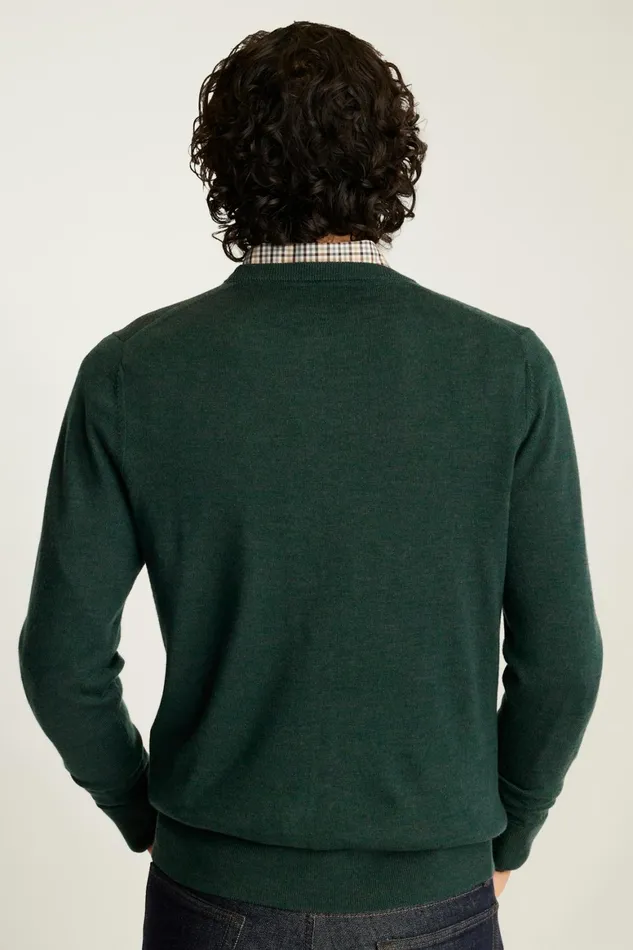 Men Washable Merino Crew Neck Sweater Heather Forest Green Bonobos Crew and VNeck Sweaters