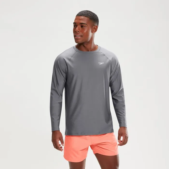 Men Wetsuits and Trisuits Speedo Men039s Essential Long Sleeve Swim Top Grey