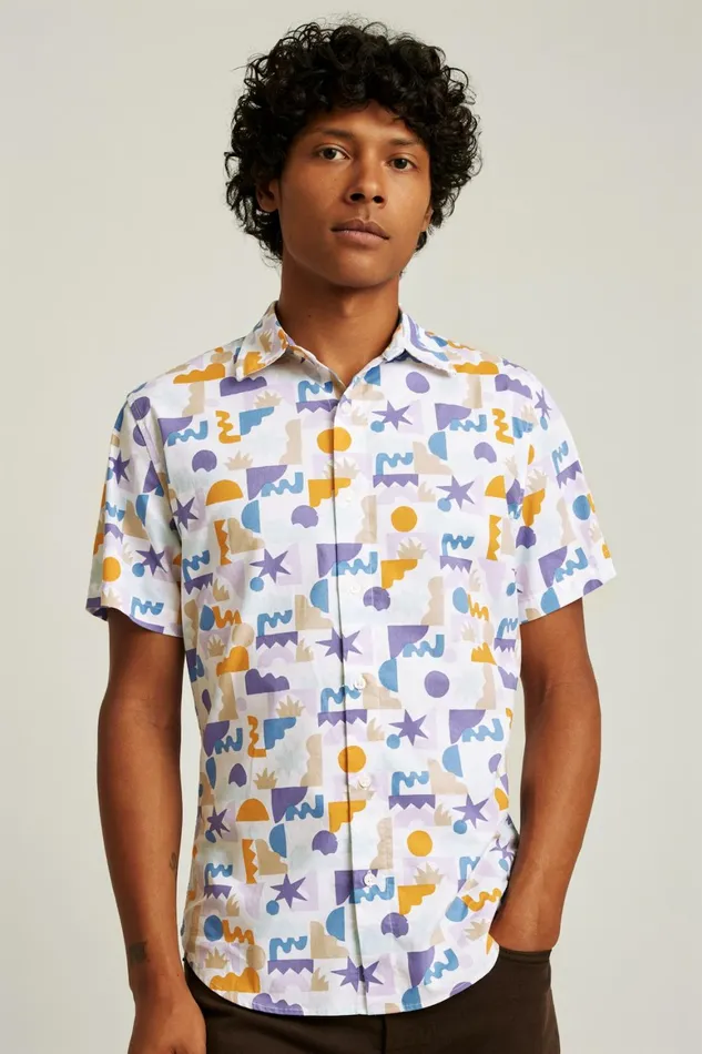 Men Will Bryant X Stretch Riviera Short Sleeve Shirt White Bonobos Short Sleeve Shirts