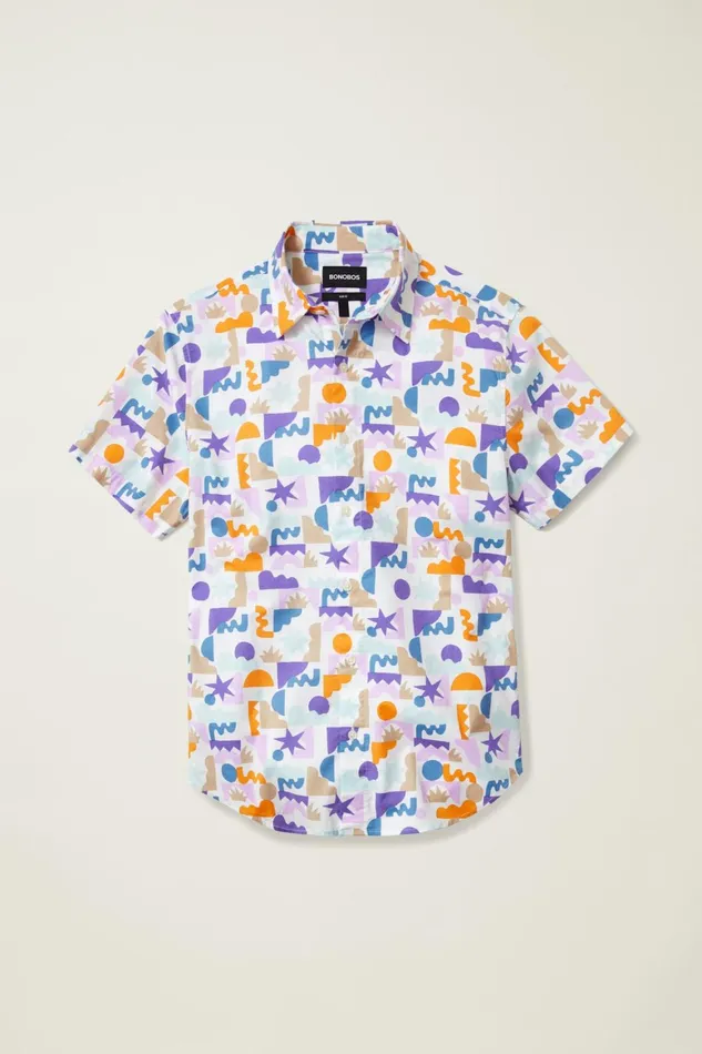 Men Will Bryant X Stretch Riviera Short Sleeve Shirt White Bonobos Short Sleeve Shirts
