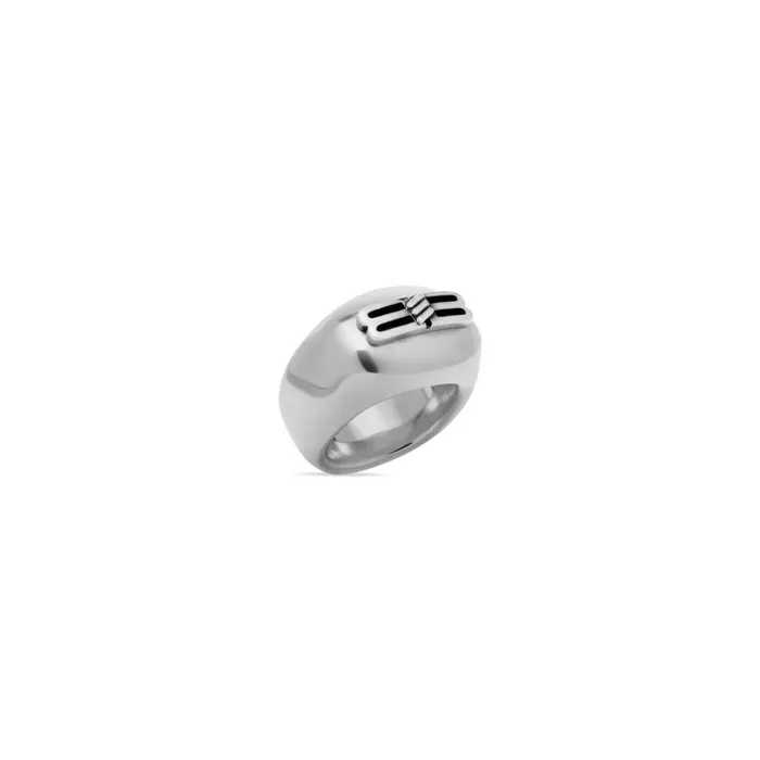 MenWomen Bracelets and Rings Balenciaga Bb Icon Signet Ring In Antique Silver MenWomen Bracelets and Rings Balenciaga Bb Icon Signet Ring In Antique Silver