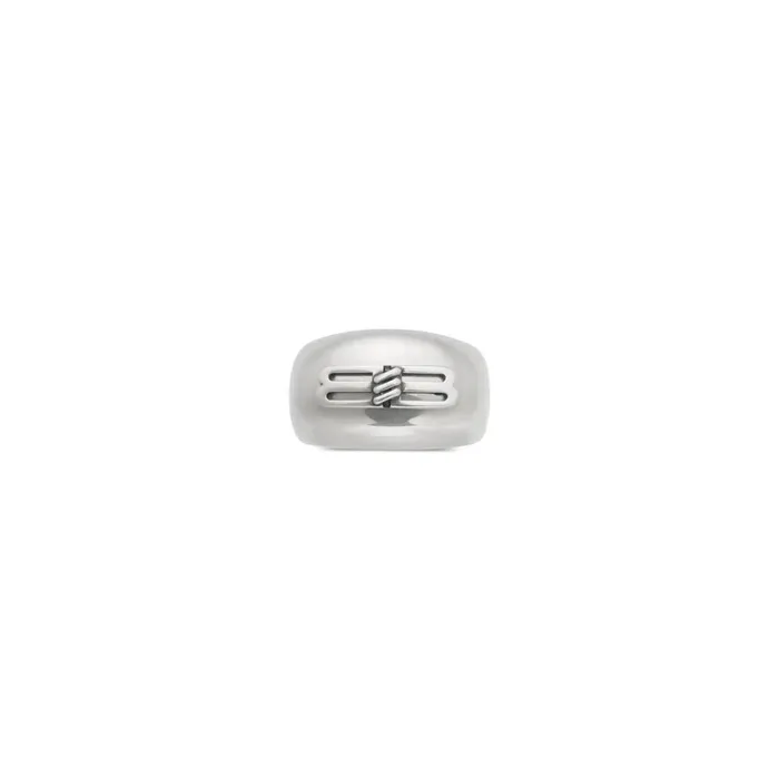 MenWomen Bracelets and Rings Balenciaga Bb Icon Signet Ring In Antique Silver