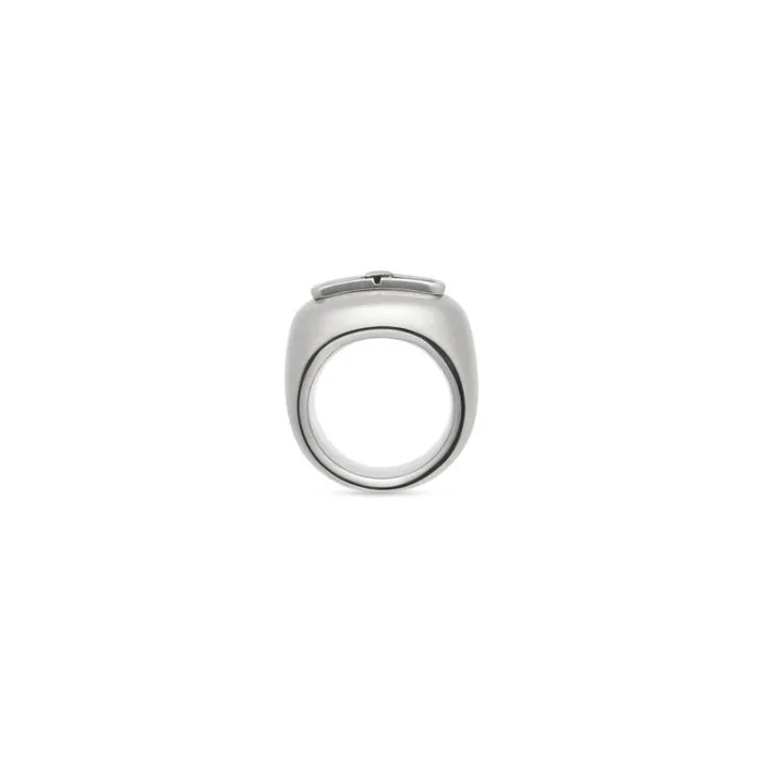 MenWomen Bracelets and Rings Balenciaga Bb Icon Signet Ring In Antique Silver
