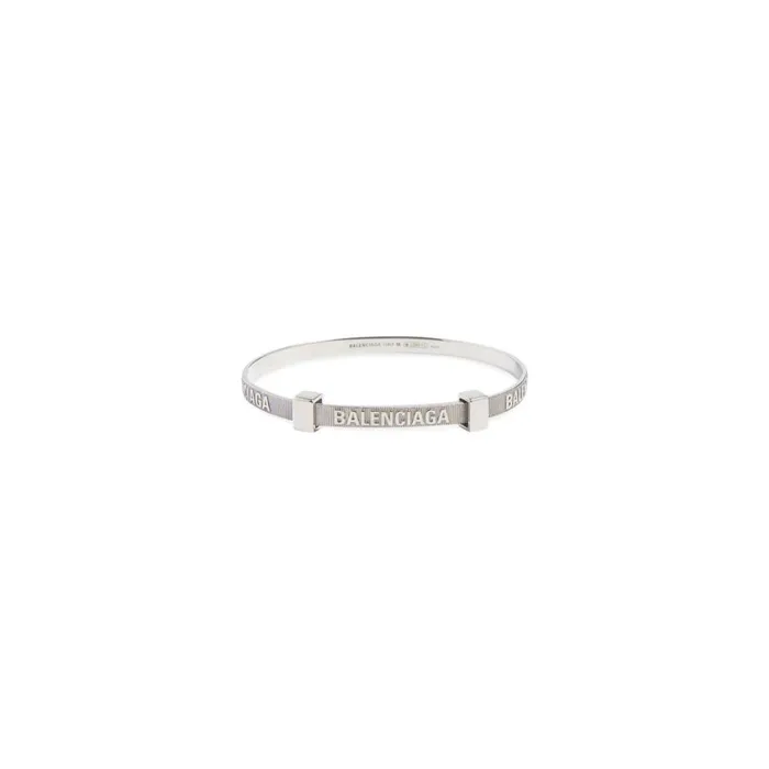 MenWomen Bracelets and Rings Balenciaga Logo Hoop Bracelet In Silver