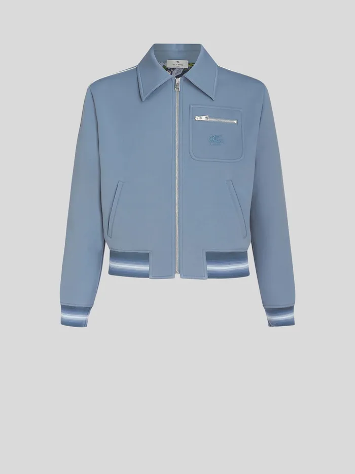 Men Zipped Jacket With Logo Etro Coats And Outerwear
