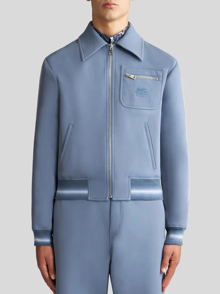 Men Zipped Jacket With Logo Etro Coats And Outerwear